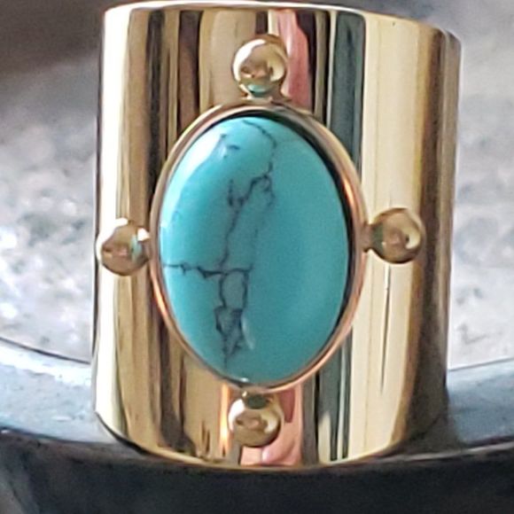 Free People Jewelry - New! FP Starline Mojave Gold Turquoise Ring
